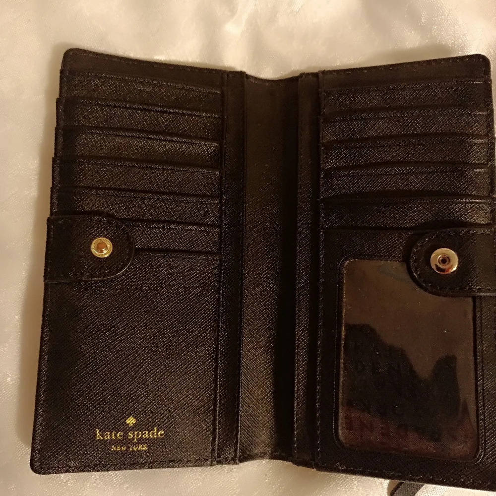 Kate spade Jeweled laurel Way black leather clutch wallet
